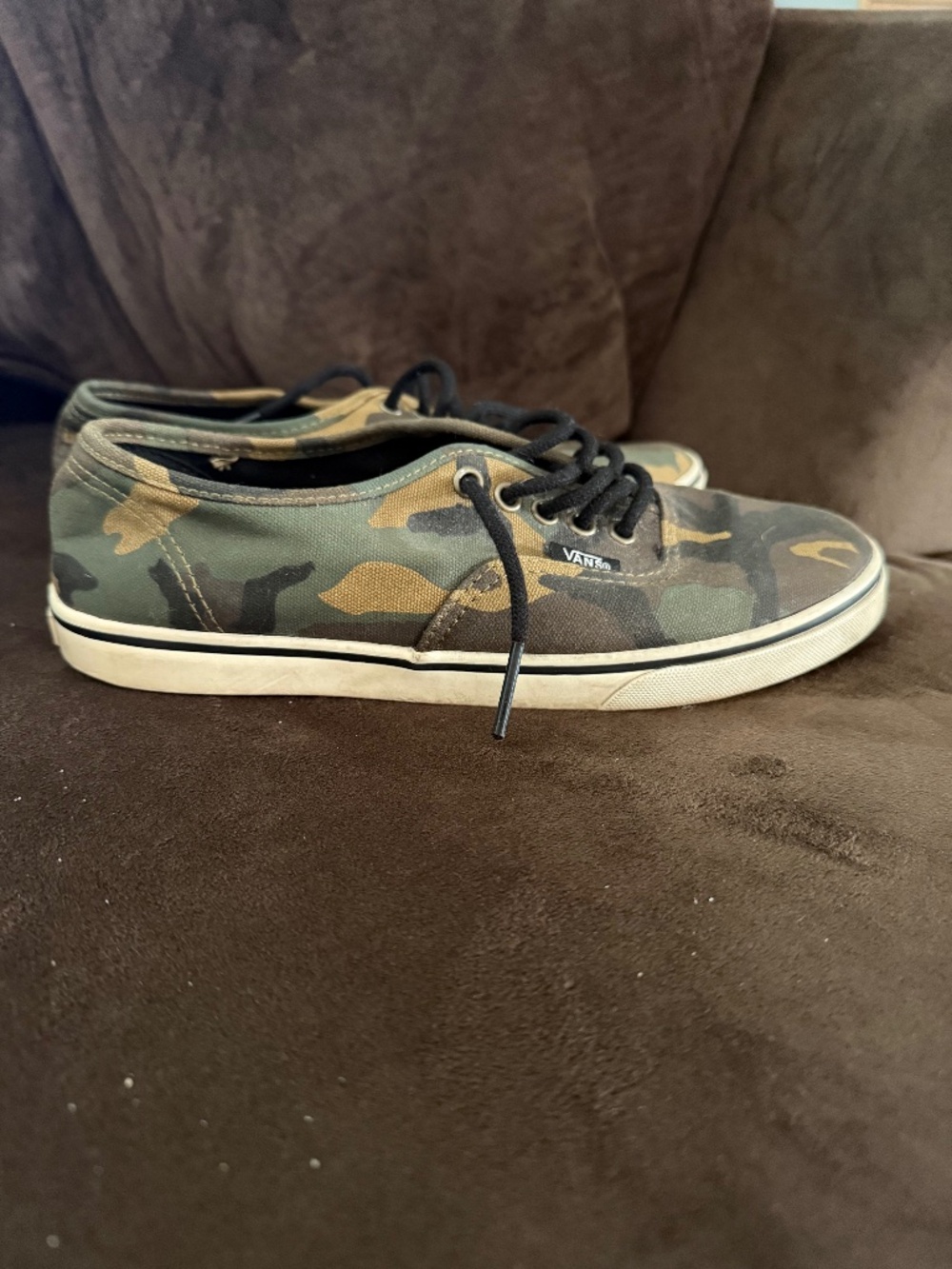 Vans Slim Army Camo Sneakers in Green Brown Camouflage Print Sz 7